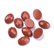 Natural Red Jasper Cabochons, Faceted, Oval, 18x13x6mm(G-G760-A04)