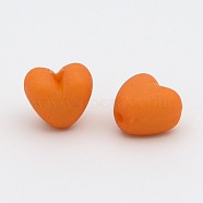 Colorful Acrylic Beads, Frosted, Heart, Dark Orange, 9x10x7mm, hole: 1.5mm, about 1100pcs/500g(MACR-S725-8)