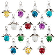 10Sets Glass Pendants, with Alloy Beads, 304 Stainless Steel Flat Head Pins, Bead Caps and  Acrylic Beads, Colorful, 23x16x8.5~9mm, Hole: 4mm(FIND-AR0001-90)
