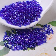 MIYUKI Delica Beads Small, Cylinder, Japanese Seed Beads, 15/0, (DBS0178) Transparent Cobalt AB, 1.1x1.3mm, Hole: 0.7mm, about 3500pcs/10g(X-SEED-J020-DBS0178)