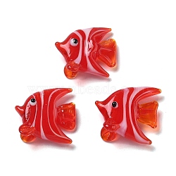 Handmade Lampwork Beads, No Hole, Fish, Red, 21x23x10mm(LAMP-P067-01)