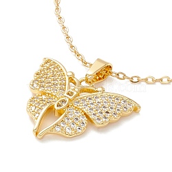 Clear Cubic Zirconia Butterfly Pendant Necklace, 304 Stainless Steel Jewelry for Women, Golden, 17.72 inch(45cm)(NJEW-O125-12G)