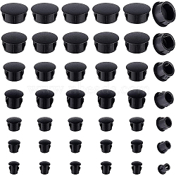 BENECREAT 380Pcs 7 Style Plastic Hole Plugs, Snap in Flush Type Hole Plugs, Post Pipe Insert End Caps, for Furniture Fencing, Column, Black, 6.5~23x7.5~10mm, Hole: 3.4~16mm(AJEW-BC0003-25)