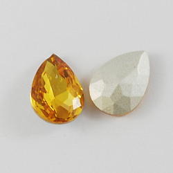 Glass Pointed Back Rhinestone, Back Plated, Faceted, Teardrop, Gold, 25x18x7mm(RGLA-Q003-16)