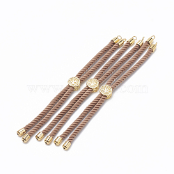 Nylon Twisted Cord Bracelet Making, Slider Bracelet Making, with Brass Findings, Golden, Camel, 8.7 inch~9.3 inch(22.2cm~23.8cm), 3mm, hole: 1.5mm(MAK-T003-11G)