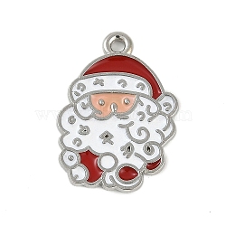 Christmas Theme Alloy Enamel Pendants, Platinum, Santa Claus, 23x17x1.5mm, Hole: 1.8mm(ENAM-Z020-02G)