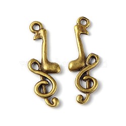 Tibetan Style Alloy Pendants, Musical Note, Lead Free and Nickel Free and Cadmium Free, Antique Bronze, 32x11x3.5mm, Hole: 2mm(MLF1932Y-NF)