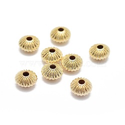 Yellow Gold Filled Corrugated Beads, 1/20 14K Gold Filled, Cadmium Free & Nickel Free & Lead Free, Rondelle, 6x3.5mm, Hole: 1.4mm(KK-L183-030G)