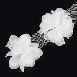 Organza Flower Ribbon, Costume Accessories, For Party Wedding Decoration and Earring Making, White, 50~60mm, about 10yard/bundle(FIND-S300-42O)
