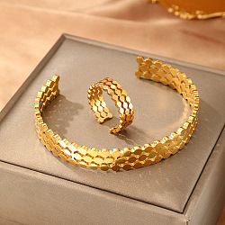 Men's 304 Stainless Steel Cuff Bangles & Cuff Rings, Flat Round, Golden, Inner Diameter: 60mm & 18mm(WG50BB1-01)