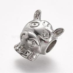 304 Stainless Steel European Beads, Twelve Chinese Zodiac Signs, Horse, Large Hole Beads, 14x12x10mm, Hole: 4.5mm(STAS-F057-01)