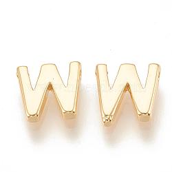 Brass Charms, Real 18K Gold Plated, Letter.W, 7~8.5x4~7.5x2mm, Hole: 1mm(X-KK-S341-50W)