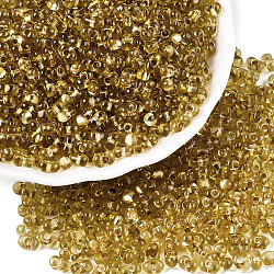 Baking Paint Transparent Glass Seed Beads, Silver Lined, Peanut, Goldenrod, 5.5~6.5x3.5~4x3~3.5mm, Hole: 1.2~1.4mm, about 4500pcs/pound(SEED-N006-05C)