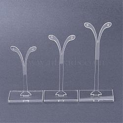 Plastic Earring Display, Bean Sprout Shape Earrings Display Stand, Jewelry Tree Stand Stand, Three-piece Set, Clear, 38x80mm, 38x100mm, 38x120mm(A2CEC021)
