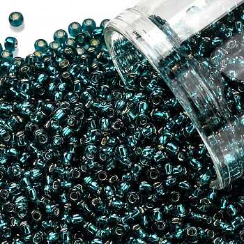 TOHO Round Seed Beads, Japanese Seed Beads, (27BD) Silver Lined Teal, 11/0, 2.2mm, Hole: 0.8mm, about 50000pcs/pound