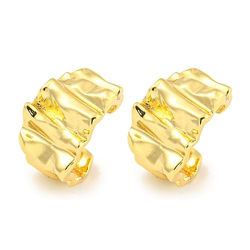 Brass Cuff Earrings for Women, Fold Charm, Real 18K Gold Plated, 15x9mm