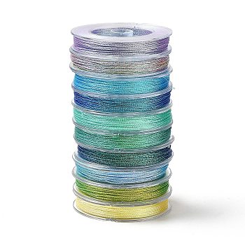 10 Rolls 10 Colors 6-Ply PET Polyester Cord, for Jewelry Making, Mixed Color, 0.4mm, about 50m/roll, 1 roll/color