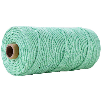 Cotton String Threads for Crafts Knitting Making, Aquamarine, 3mm, about 109.36 Yards(100m)/Roll