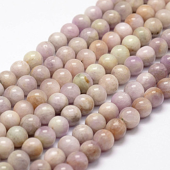 Natural Kunzite Beads Strands, Spodumene Beads, Round, 7~8mm, Hole: 1mm, about 49pcs/strand, 15.1 inch