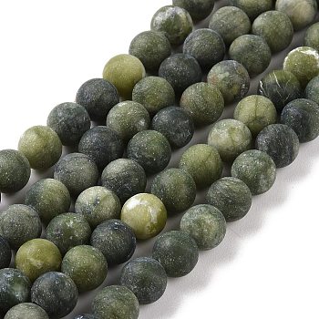Round Frosted Natural TaiWan Jade Bead Strands, 8mm, Hole: 1mm, about 46pcs/strand, 15 inch