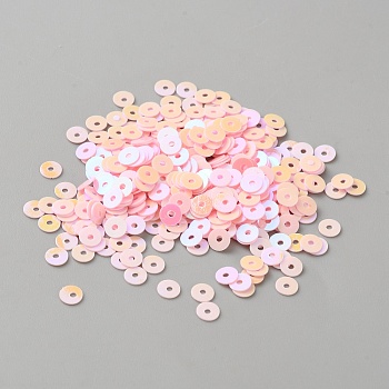 10G Ornament Accessories PVC Paillette/Sequins Beads, Flat Round, Pearl Pink, 4x0.4mm, about 2000pcs/10g