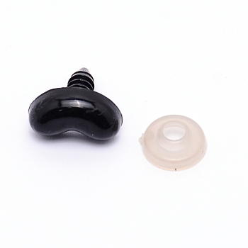 Resin Craft Nose, Doll Making Supplies, with Plastic Washer, Black, 17x17x9mm, Pin: 5mm