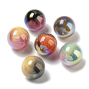 Opaque Acrylic Beads, Half Drilled, Round, Mixed Color, 25mm, Hole: 1.5mm