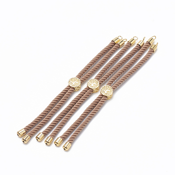 Nylon Twisted Cord Bracelet Making, Slider Bracelet Making, with Brass Findings, Golden, Camel, 8.7 inch~9.3 inch(22.2cm~23.8cm), 3mm, hole: 1.5mm