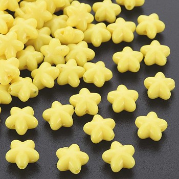 Opaque Acrylic Beads, Star, Yellow, 10x10.5x6mm, Hole: 1.6mm, about 1690pcs/500g