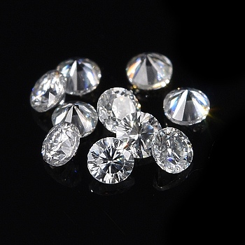 Pointed Back Glass Rhinestone Cabochons, Faceted, Diamond, Crystal, 2.5mm, about 17pcs/bag