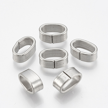 304 Stainless Steel Slide Charm, Oval, Stainless Steel Color, 11x4.5x7mm, Hole: 4x8mm