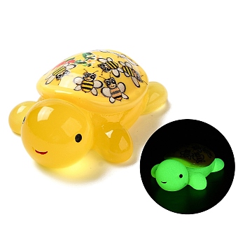 Luminous Cute Transparent Printed Resin Decoden Cabochons, Glow in the Dark Tortoise, Gold, 49x33x16mm