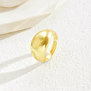 Real 18K Gold Plated Brass Adjustable Rings, Oval, No Size