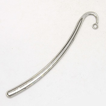 Antique Silver Tibetan Style Bookmark Findings, Lead Free and Cadmium Free, 125x7x2mm, Hole: 3mm