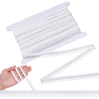 15M Polyamide Yarns Lace Elastic  Webbing, White, 1/2 inch(12mm), about 16.40 Yards(15m)/Set