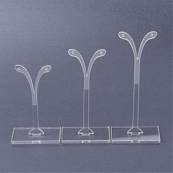 Plastic Earring Display, Bean Sprout Shape Earrings Display Stand, Jewelry Tree Stand Stand, Three-piece Set, Clear, 38x80mm, 38x100mm, 38x120mm