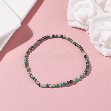 Bracelet extensible de perles de turquoise africaine naturelle (jaspe) de 3 mm pour fille femme(BJEW-JB07284-05)-2