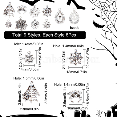 sunclue 54шт. 9 стили Хэллоуин ювелирные изделия подвески из сплава в тибетском стиле(FIND-SC0004-40)-2