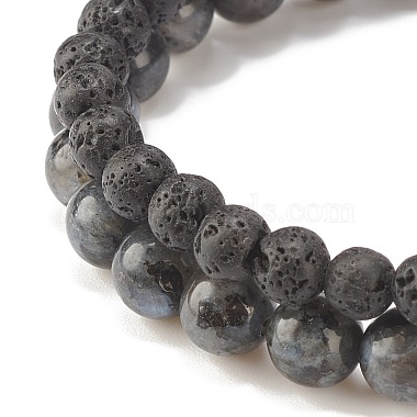 2Pcs 2 Style Natural Gemstone & Lava Rock Stretch Bracelets Set(BJEW-JB08193)-8