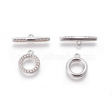 Platinum Ring Brass+Cubic Zirconia Toggle Clasps