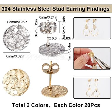 40Pcs 2 Colors Ion Plating(IP) 304 Stainless Steel Stud Earring Findings(STAS-SC0005-32)-2
