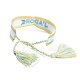 Mot j'adore bracelet tressé en polycoton (polyester coton) avec breloque pampille(BJEW-F429-01)-3
