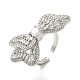 Brass Pave Cubic Zirconia  Open Cuff Rings for Women(RJEW-M169-04P)-3