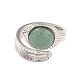 Oval Natural Green Aventurine Cuff Ring(RJEW-I079-01B)-2