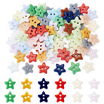 80Pcs 2-Hole Porcelain Buttons, Mixed Color, Star, 12x12.5x2.5mm, Hole: 1.6mm, 80pcs/set(PORC-PJ0001-02B)