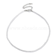Glass Beaded Necklace, with Alloy Clasps, Clear, 16.10 inch(40.9cm)(NJEW-Z029-05X)
