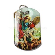 Rectangle Epoxy Resin Pendants, Religion Charms with Platinum Plated Aluminum Jump Rings, Human, 40x23.5x3mm, Hole: 7mm(RESI-L038-04P-02)