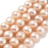 Natural Cultured Freshwater Pearl Beads Strands, Potato, Coral, 10~11mm, Hole: 0.6mm, about 18~19pcs/strand, 6.89~7.09 inch(17.5~18cm)(PEAR-C003-22C)