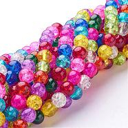 Crackle Glass Beads Strands, Round, Mixed Color, 8~8.5mm, Hole: 1~1.6mm, about 48pcs/strand, 16 inch(GGM003)