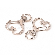 Heart Shape Zinc Alloy Swivel Lobster Clasps, Swivel Snap Hook, Platinum, 34.5x23.5x6mm, Hole: 5x9mm(IFIN-WH0053-01P)